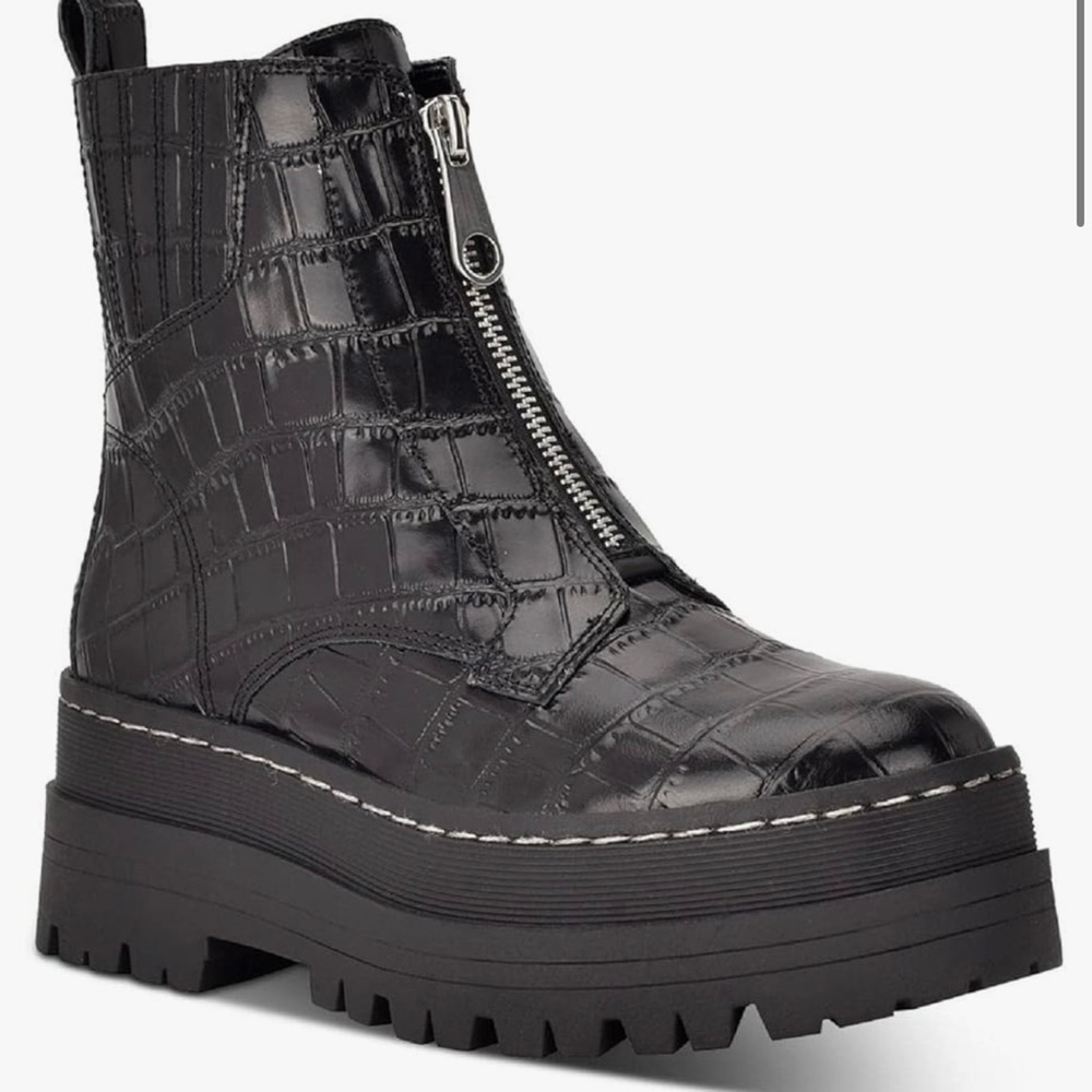 Marc Fisher LTD Platform Ankle Boots zip up black womens size 10